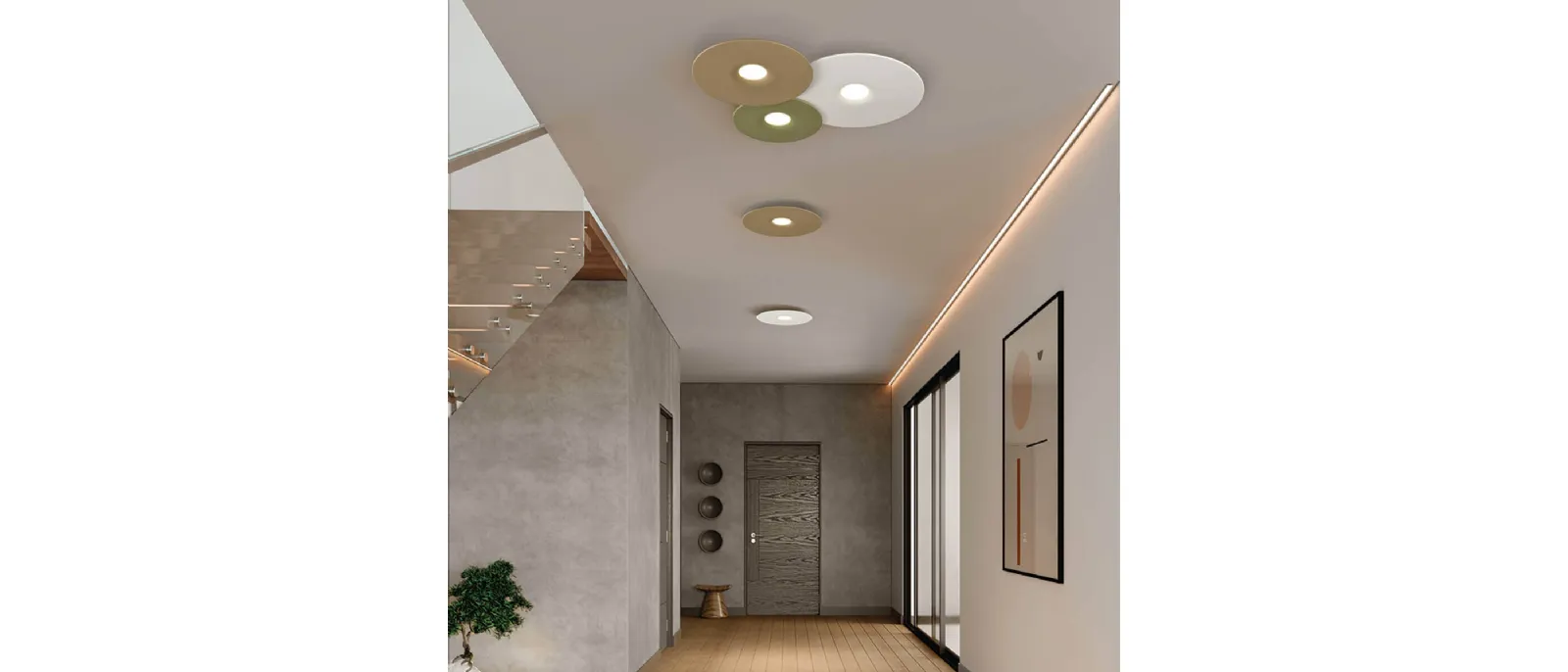 Lampada da soffitto in acrilico e alluminio Flippo di OLE!