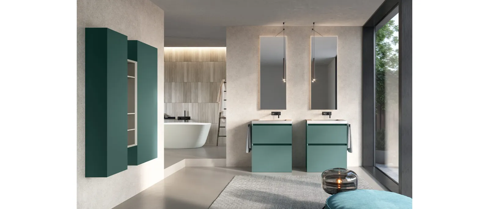 Mobile da Bagno a terra Airy Edge 12 in laccato Verde Veronese opaco di RCR