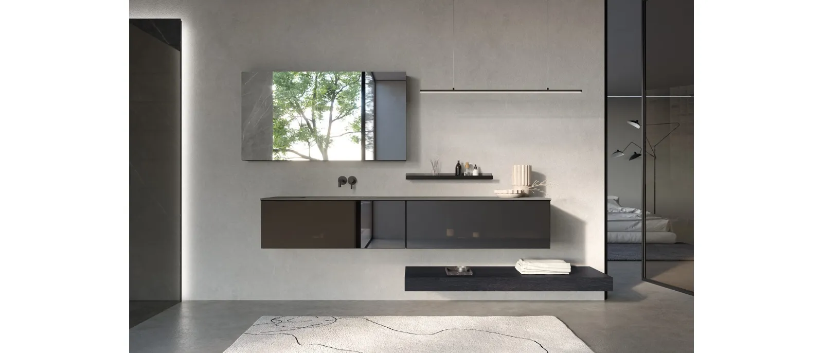 Mobile da Bagno sospeso in Vetro Stopsol Airy Sistema 04 di RCR