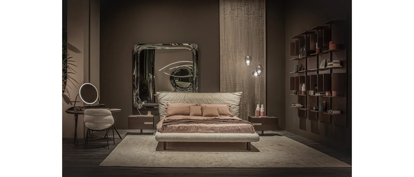 Letto di design Pascal in pelle e tessuto di Cattelan Italia