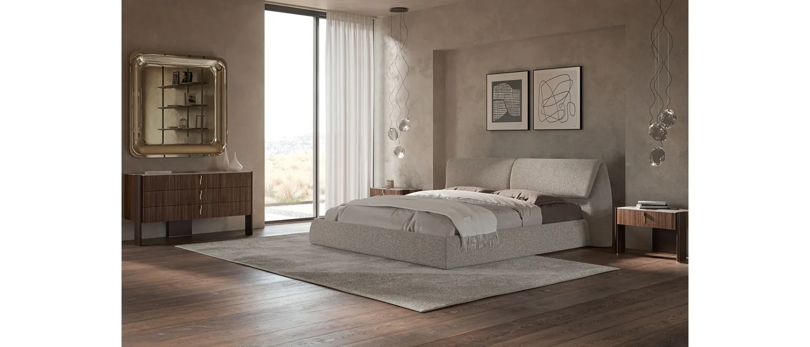 Letto Simon in tessuto imbottito di Cattelan Italia