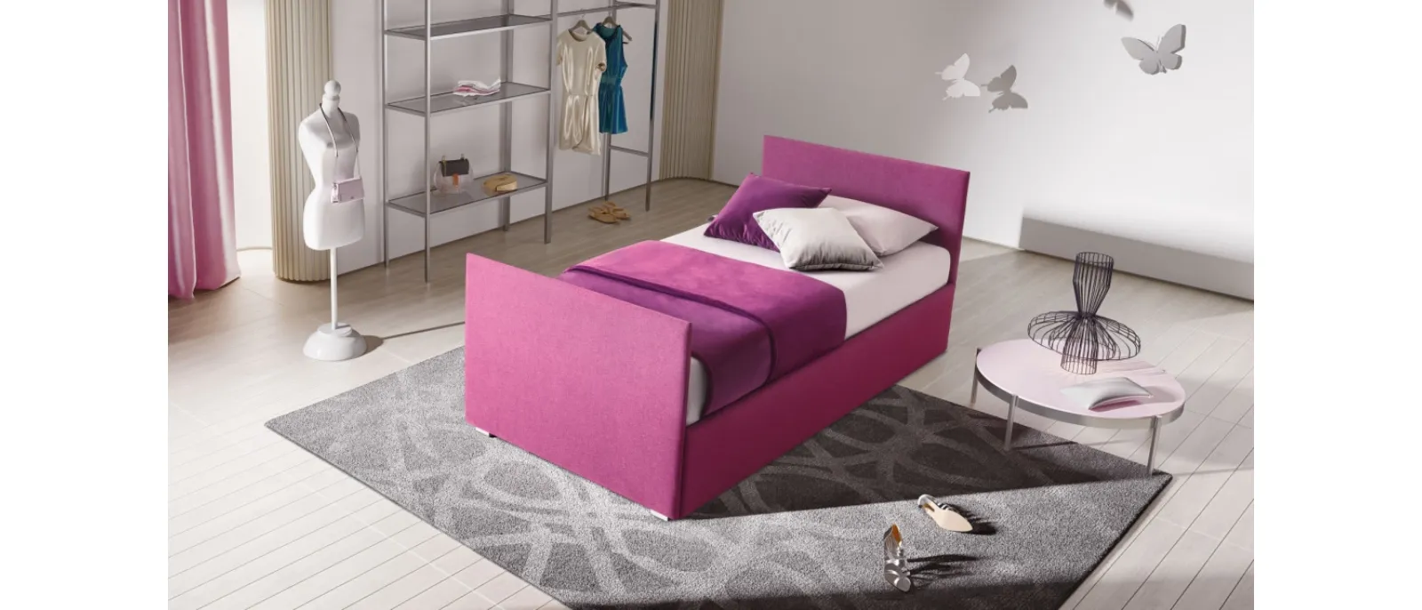 Letto singolo Bambusa in tessuto con letto estraibile di Le Comfort