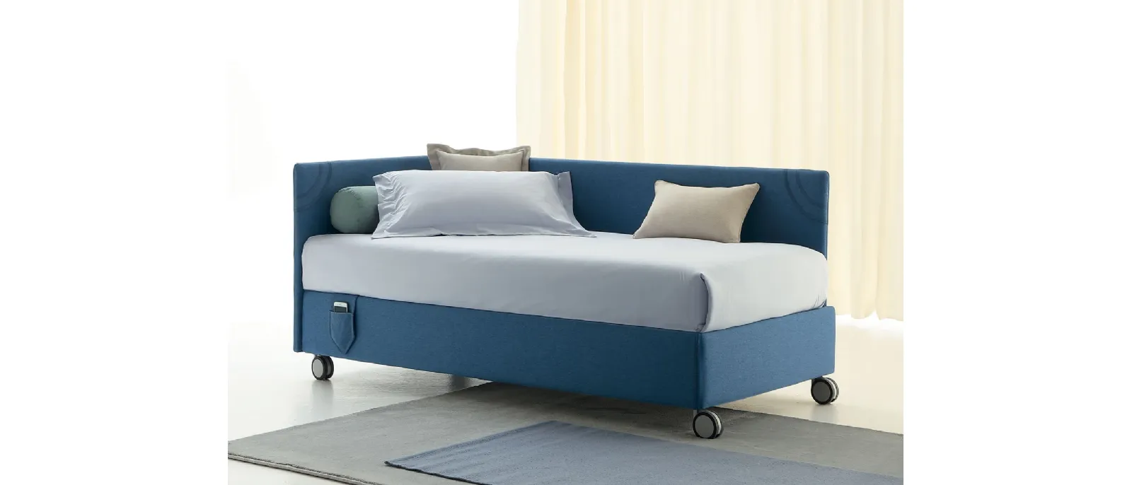 Daybed singolo Golf 219 Jeans Mode in tessuto con box contenitore di Oggioni