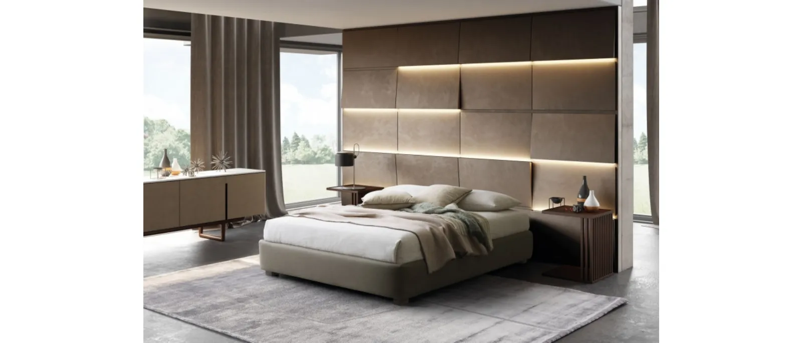 Letto moderno in tessuto Sommier di Le Comfort