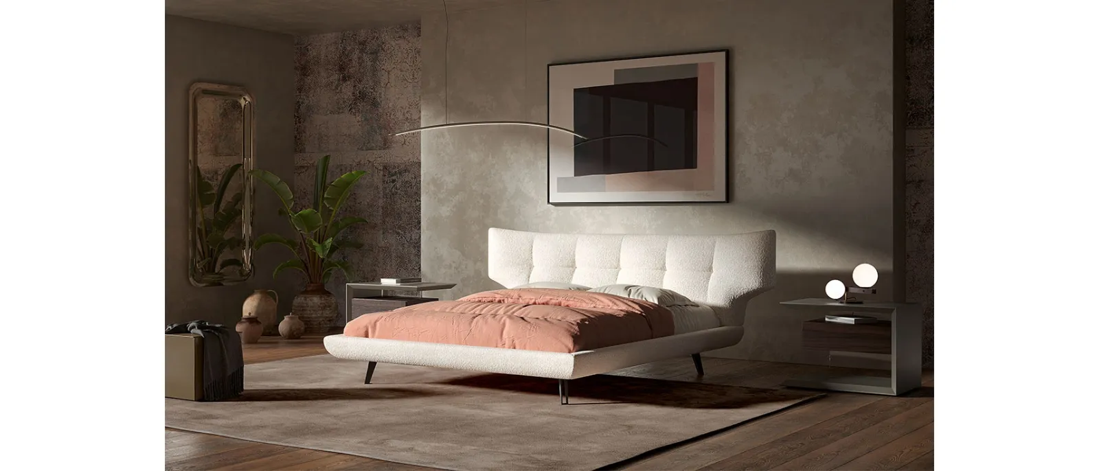 Letto in tessuto imbottito Thomas di Cattelan Italia