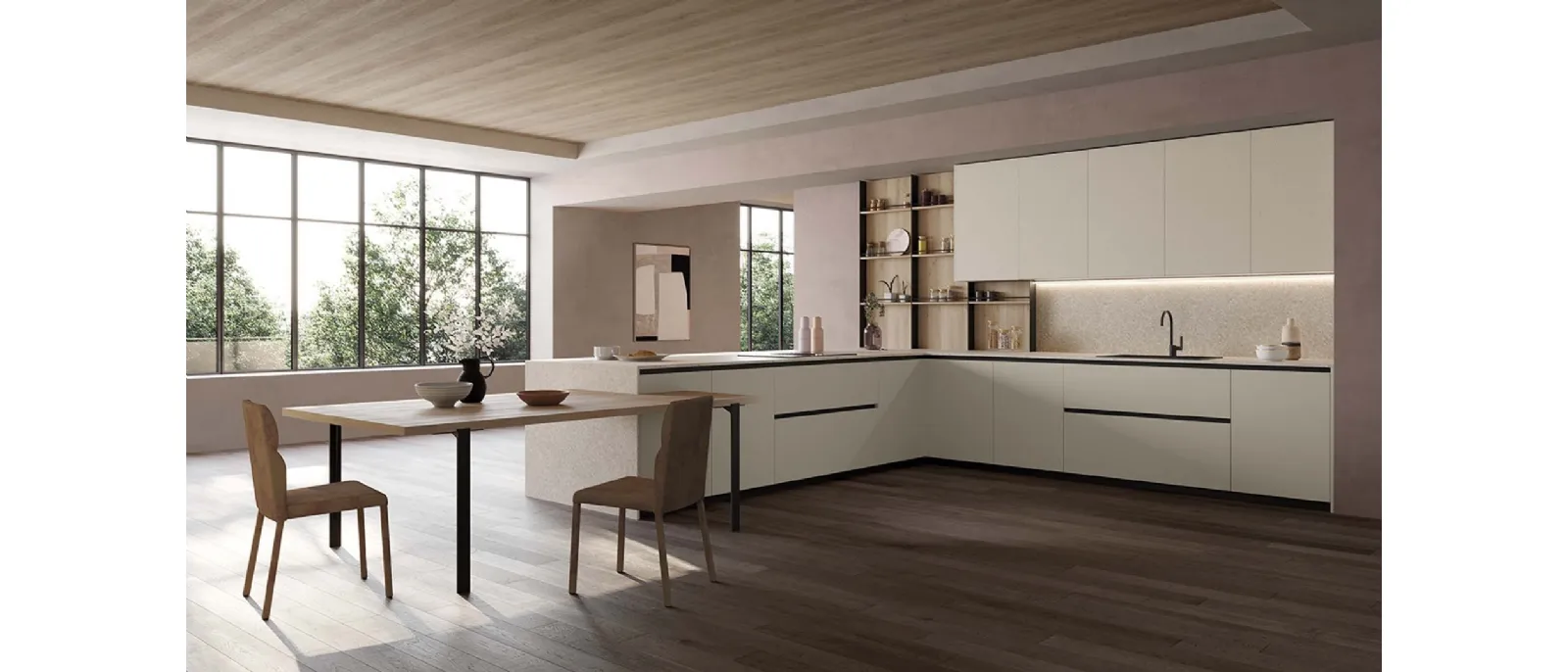 Cucina Design con penisola Kalea 01 di Zecchinon Cucine