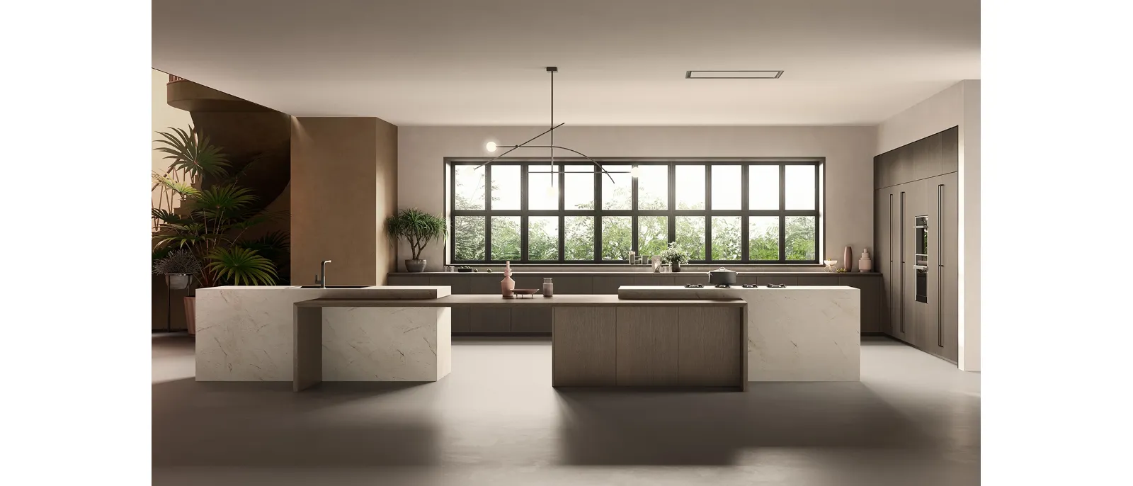 Cucina Design con isola Kelly 03 in laminato e Rovere di Zecchinon Cucine